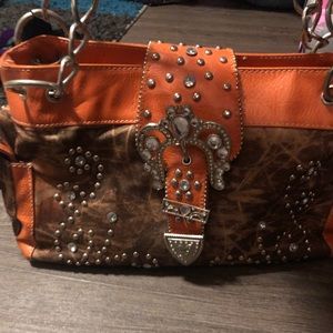 Rhinestone Embellished Camo Purse